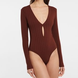 Zeynep Arcay cutout ribknit bodysuit nwt